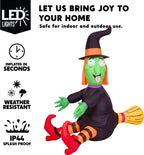 Haunt & Co 4 FT Halloween Inflatables Witch Crashing Into Tree,LED Lighted Blow Up Yard Decoration