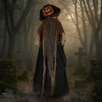 Haunt & Co 6ft Pumpkin Man Animated Animatronic Decoration Creepy Halloween w/ Classic Cape Creepy Cloaked Jack-o'-Lantern
