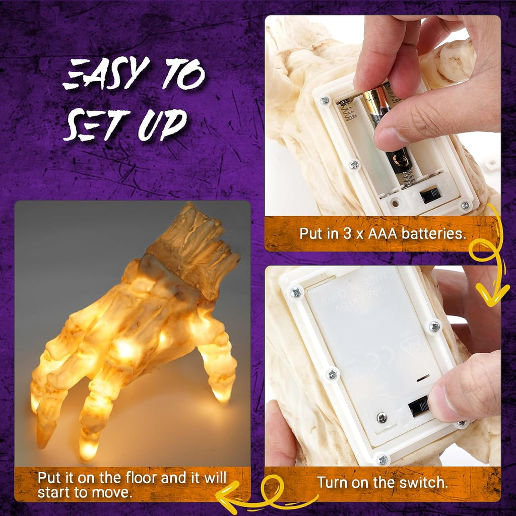 Haunt & Co Halloween Animated Decoration, Sound-Activated Crawling Zombie Hand with Spooky Sound - Realistic Haunted House Prop