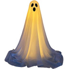 Haunt & Co Halloween Ghost Decorations 8ft Tall Glowing White Fabric Ghost with Light Stand