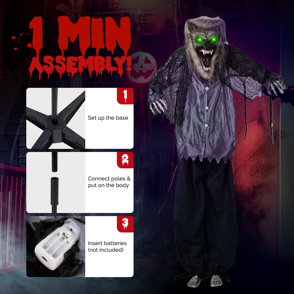 Haunt & Co 7FT Halloween Animatronic Werewolf w/ Werewolf Barking Sound The Sound Activated Halloween Prop