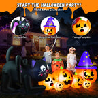Haunt & Co 9FT Halloween Inflatable Black Cat with Pumpkin, with 8 LED Lights,Blow Up Outdoor Lawn Decor