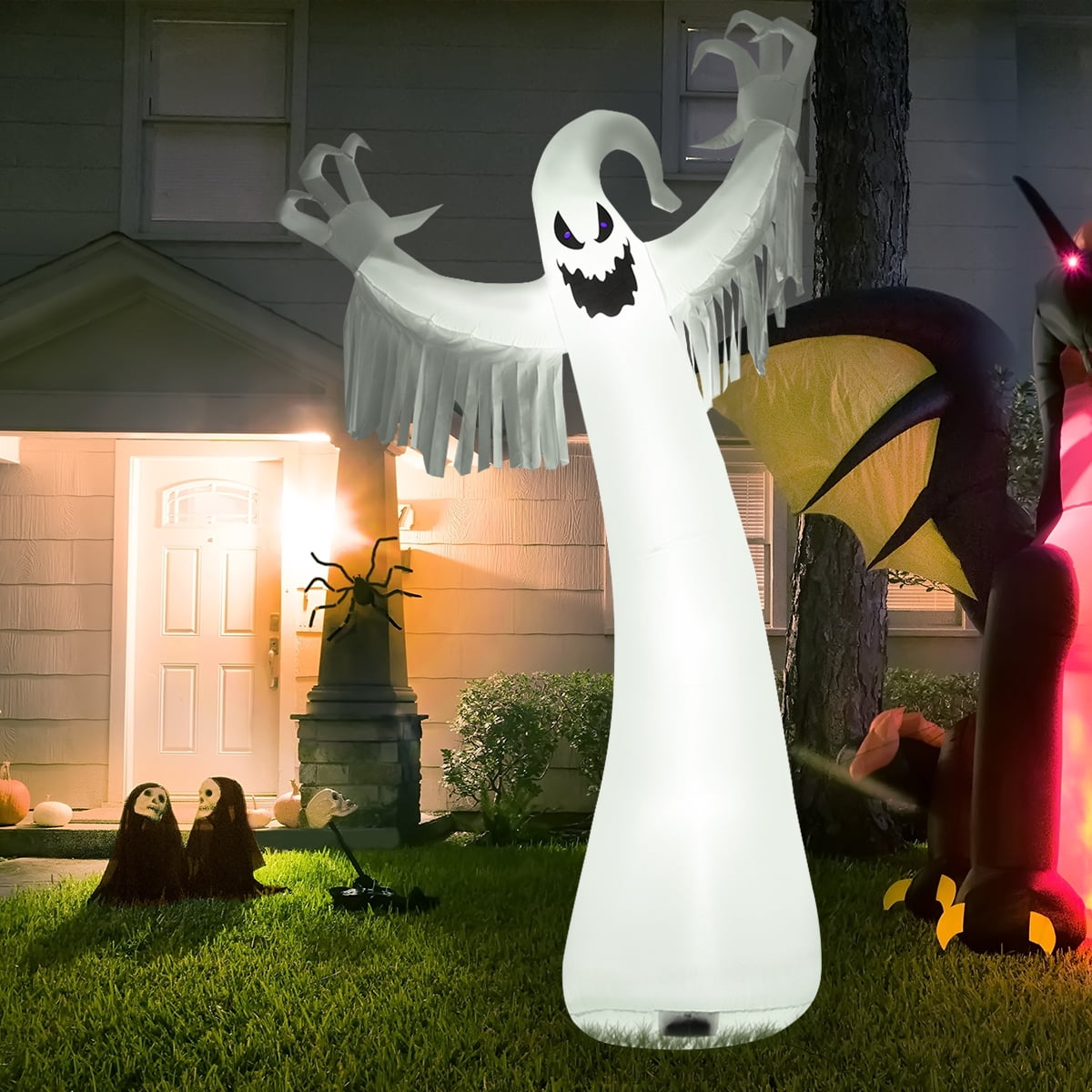 Haunt & Co Topbuy Ghost Blow Up Halloween Outdoor Yard Inflatable, with LED Lights 12'