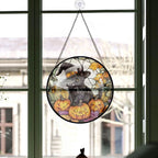Haunt & Co Hobby Christmas Gift - Black Cat Halloween Whimsical Goth Christmas Stained Glass Hanging Ornament - Modern Tree Decor, Christmas Gift for Mom, Dad, Friends, Family