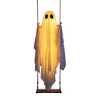 Haunt & Co Fabric Ghost Halloween Ornament, Swinging Solar Light Decor for Tree Yard Porch