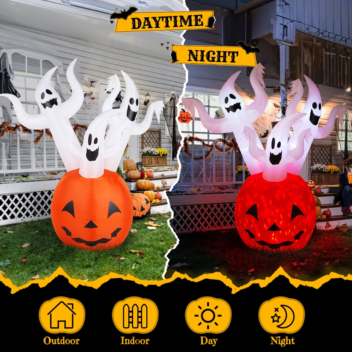 Haunt & Co Halloween Ghost and Pumpkin Outdoor Halloween Inflatables