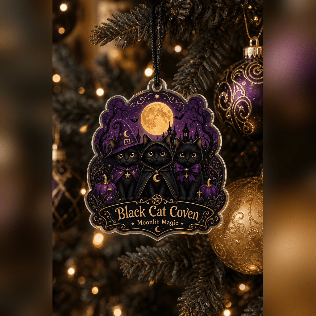 Haunt & Co Black Cat Coven Acrylic Halloween Hanging Ornament