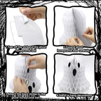 Haunt & Co 10 PCS Halloween Ornaments Hanging Cute White Black Ghost Honeycomb Decoration Halloween Tree Decorations Paper Ghost Table Decor for Home Office Classroom Holiday Party Supplies