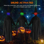 Haunt & Co Zimtwon 5.2ft Halloween Witches Halloween Props Sorcerers Animated Wicked Sound LED Lighted Glowing Head