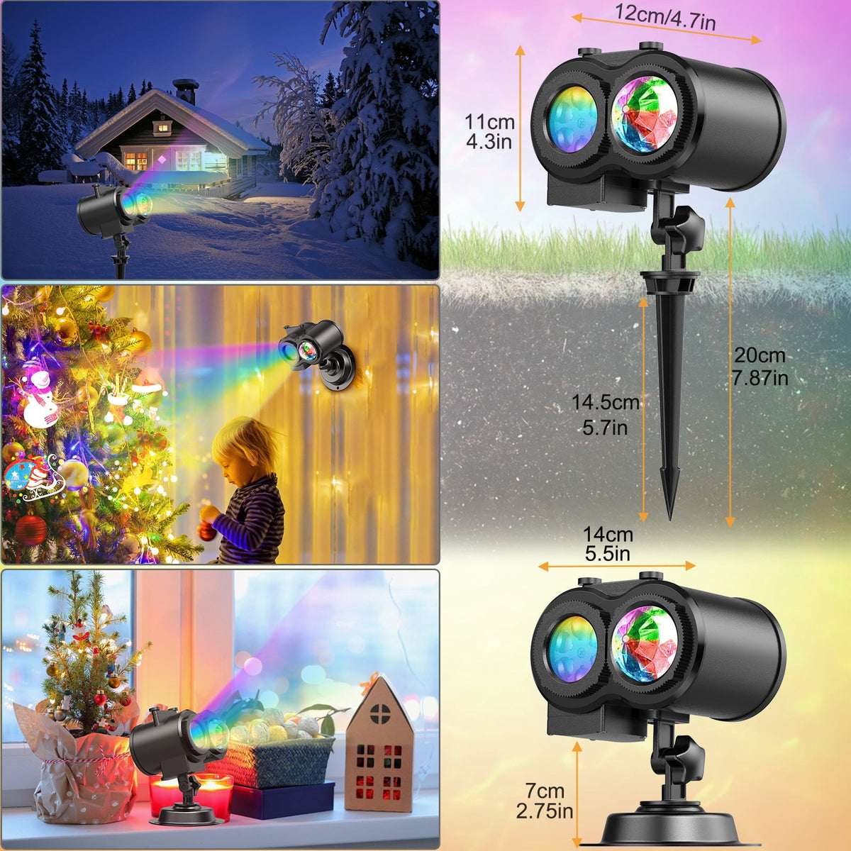 Haunt & Co Outdoor HD projector light, remote control 16 switchable modes, Christmas Halloween celebrations, birthdays, weddings and parties, waterproof light show