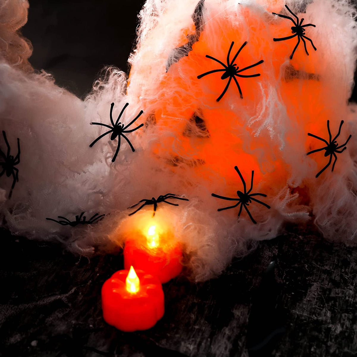Haunt & Co Vafful Outdoor Yrad Spider Web 275'' and 59'' Giant Spider with 20 pcs Small Spider and 40g Stretch Cobwebs