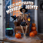 Haunt & Co 5.4ft Halloween Skeleton Decorations, Weathered Posable Skeleton Decor for Outdoor Indoor