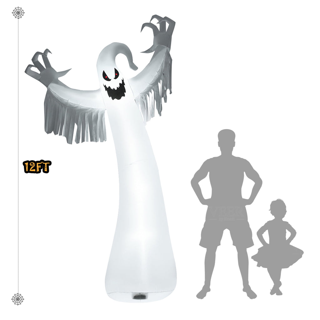 Haunt & Co Gymax 12ft Inflatable Halloween Blow Up Ghost Decoration w/ Built-in LED Light