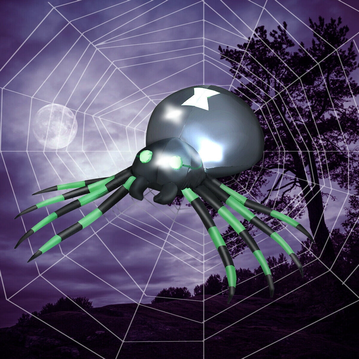 Haunt & Co Gymax 6FT Halloween Inflatable Blow-Up Spider w/ LED Lights Outdoor Yard Decoration