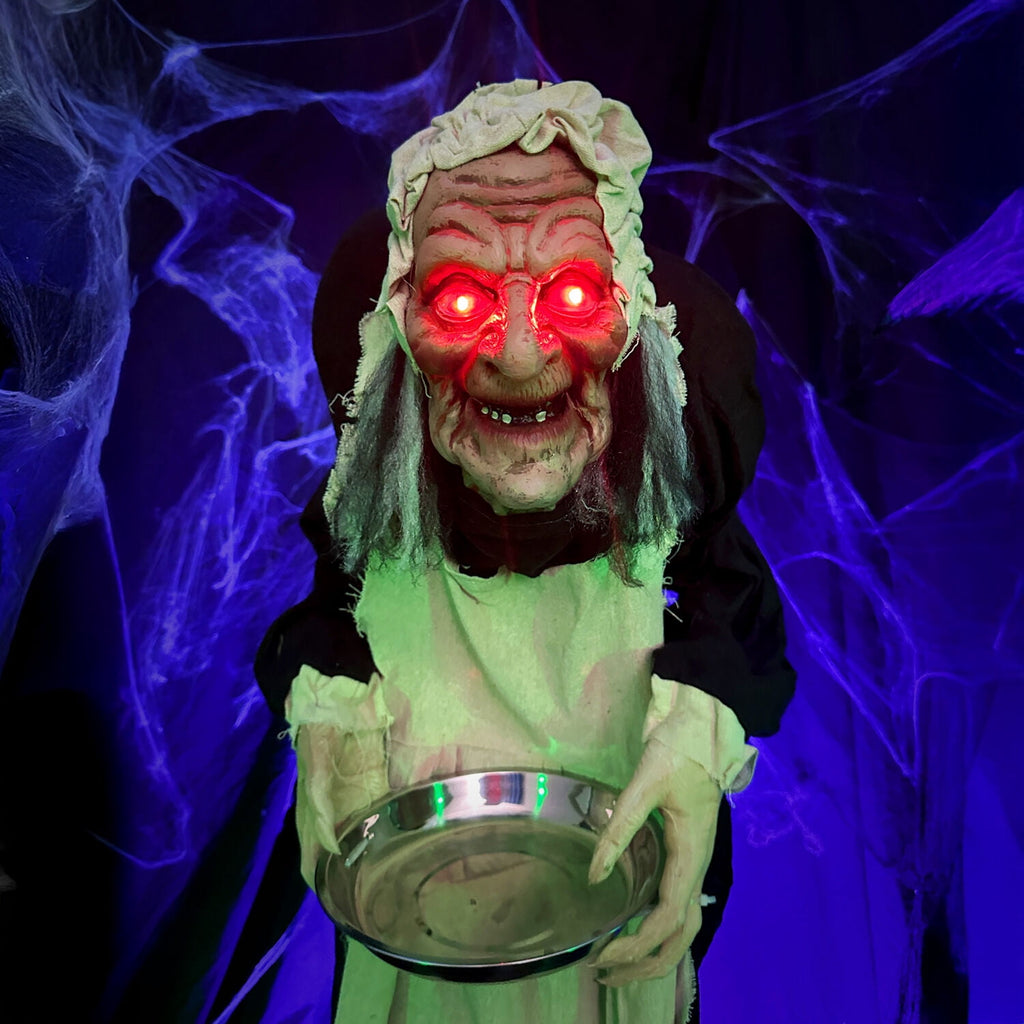 Haunt & Co 5 ft Life-Size Animatronic Indoor/Covered Outdoor Zombie Maid