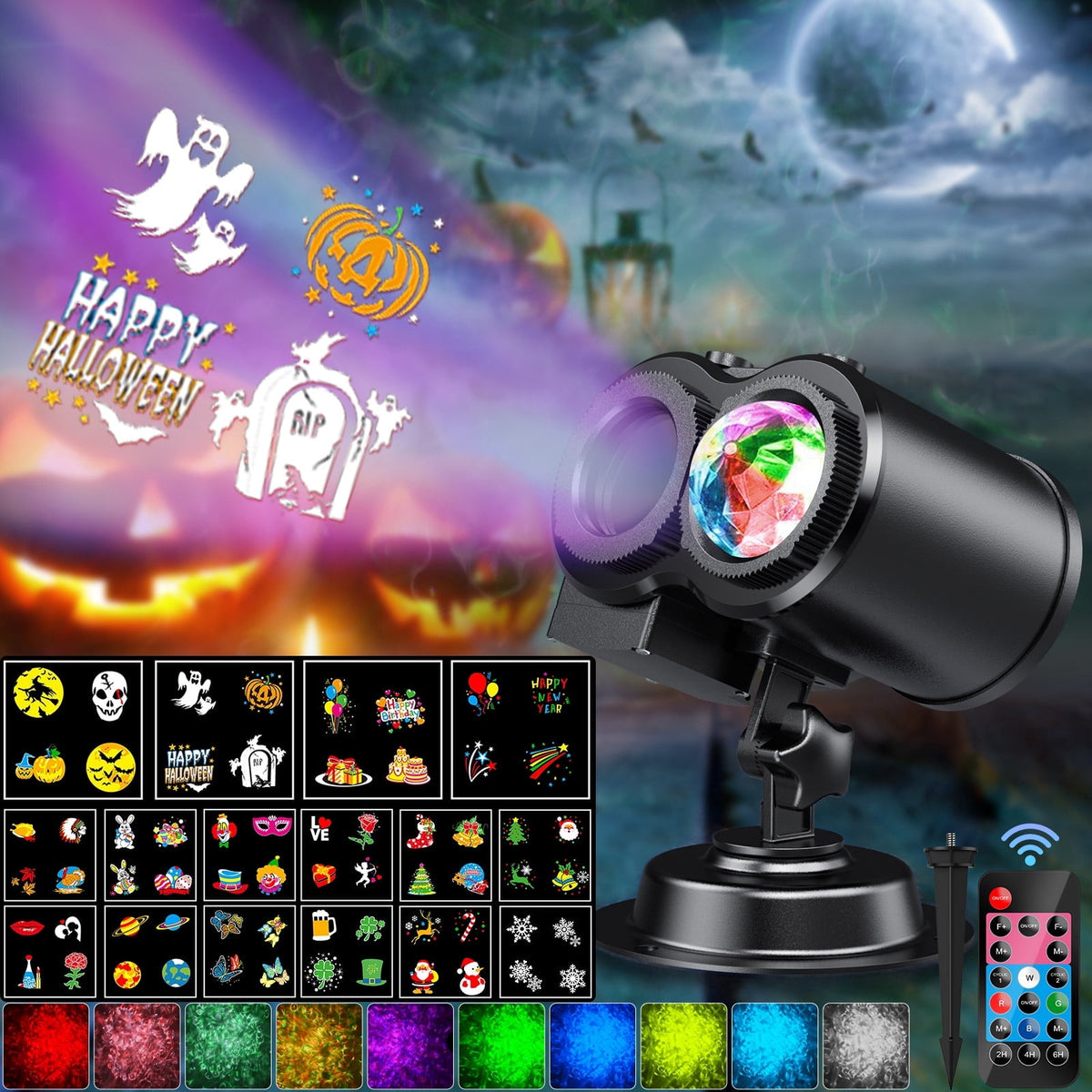 Haunt & Co Outdoor HD projector light, remote control 16 switchable modes, Christmas Halloween celebrations, birthdays, weddings and parties, waterproof light show
