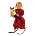 Haunt & Co 3.2 ft Voice & Sound-Sensor Rocking Horse Girl Halloween Animatronic