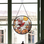 Haunt & Co Coworker Christmas Gift - Halloween Cardinal Stained Glass Hanging Ornament for Christmas - Sparkling Tree Decoration, Great Holiday Gift for Mom, Dad, Friends, Family