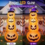 Haunt & Co 8 ft Halloween Pumpkin Stack Inflatable Decoration with Witch Hat, Lighted
