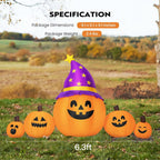Haunt & Co SPECSTAR 6ft Long Halloween Inflatable LED Lighted Pumpkin Family Blow up Outdoor Lawn Yard Decoration