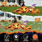 Haunt & Co B&D 8FT Long Halloween Inflatables Pumpkin, Blow Up Pumpkins Inflatables with Witch Hat & Black Cat Built-in LED Lights