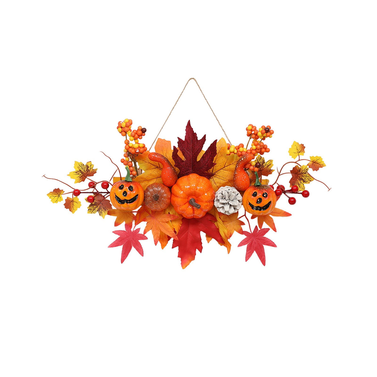 Haunt & Co Gaecuw Halloween Maple Leaf Pumpkin Hanging Decor Fall Festival Wall Ornament for Front Door Party Indoor Supplies