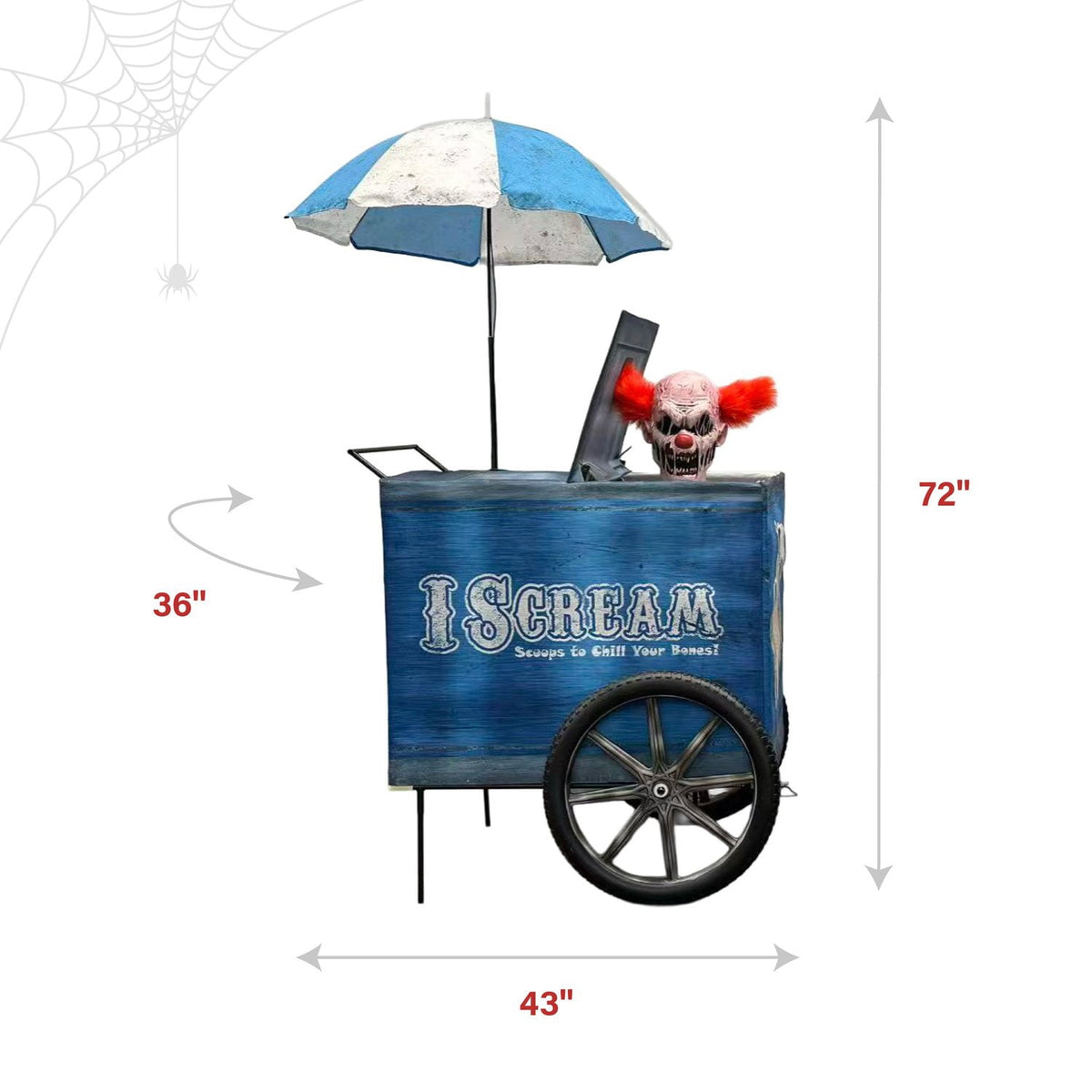 Haunt & Co I Scream Clown Cart Halloween Animatronic with Lights & Lunge, 6-ft