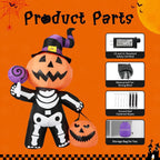 Haunt & Co Halloween Inflatables 6 FT Halloween Pumpkin Inflatable with Skull Body, Scary Blow Up Halloween Pumpkin Decoration with LED Lights, Outdoor Clearance for Holiday Party