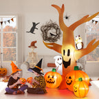 Haunt & Co 8FT Halloween Inflatables Dead Tree,Outdoor with Built-in LED Lights,Halloween Blow Up Yard Decorations with Pumpkin,Ghost,and Owl