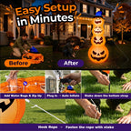 Haunt & Co 8ft Halloween Inflatable, Stacked Pumpkins with Witch Hat and Built-in LED Lights, Outdoor