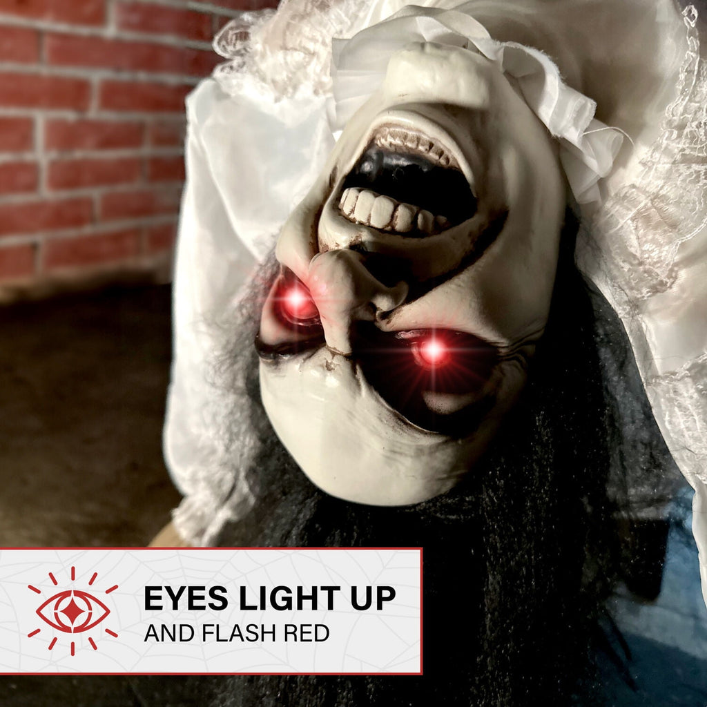 Haunt & Co Lifesize 35" Animatronic Possessed Woman with Lights and Sound