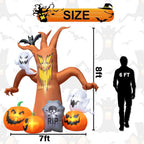 Haunt & Co Coolmade 8ft Halloween Inflatables Decorations Inflatable Dead Tree Outdoor Decorations with LED Lights Built-in Blow Up Yard Decoration Pumpkin Ghost for Halloween Outdoor