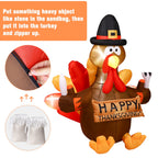 Haunt & Co Thanksgiving Inflatable Turkey 5FT Blow up Outdoor Thanksgiving Inflatables Decoration with LED Lights for Holiday Party Yard Garden