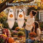 Haunt & Co Halloween Festival Ornament, Hanging Swing Ghost with LED Lights, 3.6FT Spooky Cute Ghost for Outdoor Lawn and Porch