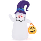 Haunt & Co Costway 6 Ft Halloween Inflatables Cute Ghost with Jack-O-Lantern & Witch Hat