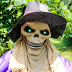 Haunt & Co 6 ft Standing Halloween Scarecrow Yard Decoration with LED Green Eyes