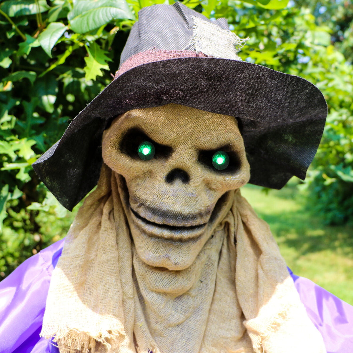 Haunt & Co 6 ft Standing Halloween Scarecrow Yard Decoration with LED Green Eyes