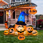 Haunt & Co 8.7ft Long Halloween Inflatable Pumpkin Decoration with Built-in LED Lights, Large Outdoor Blow-Up Yard Decor