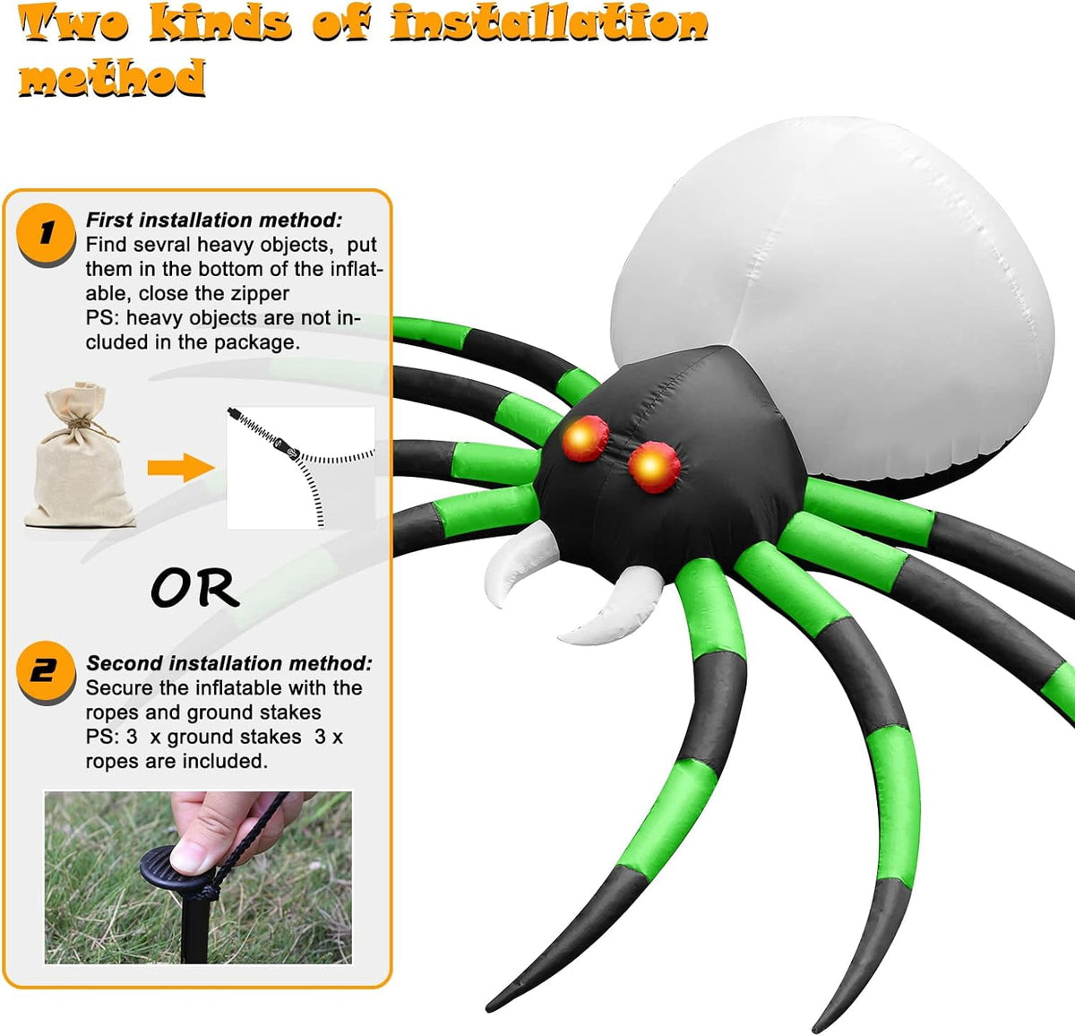 Haunt & Co 8FT Halloween Spider Inflatables Outdoor Decorations