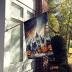 Haunt & Co Halloween Keeshond Dog House Flag 28x40IN Double-Sided Polyester Decorative Sleeve Pole Flag