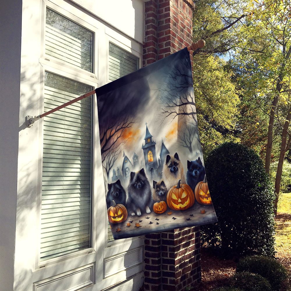 Haunt & Co Halloween Keeshond Dog House Flag 28x40IN Double-Sided Polyester Decorative Sleeve Pole Flag