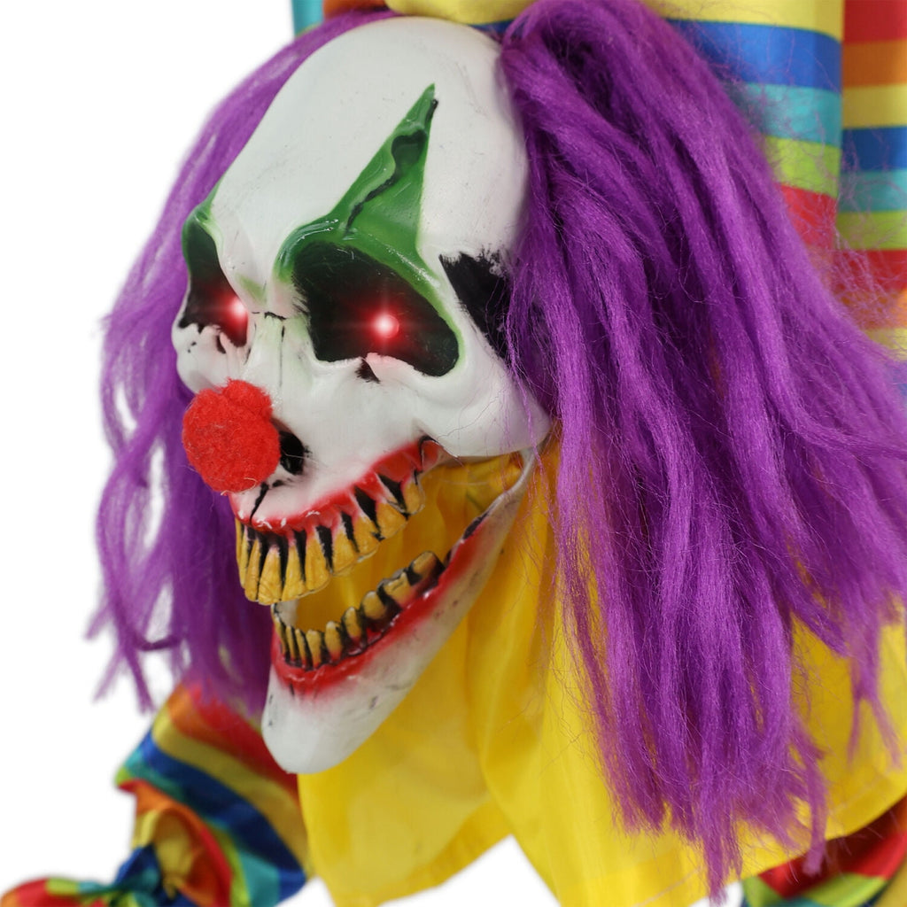 Haunt & Co 47 in Animatronic Hanging Upside Down Clown with Lights and Sound