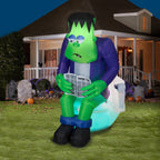 Haunt & Co 6 ft. Halloween Inflatable Surprise Monster Toilet Scene with Sound and Sensor Industries
