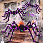 Haunt & Co Halloween Spider Decorations Set, 5FT and 2 Pack 4FT Lighted Giant Spider Decorations