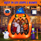 Haunt & Co 8.2ft Halloween Inflatable Pumpkins Photo Door with Ghost Witch Yard Party Outdoor Decorations with LED Lights