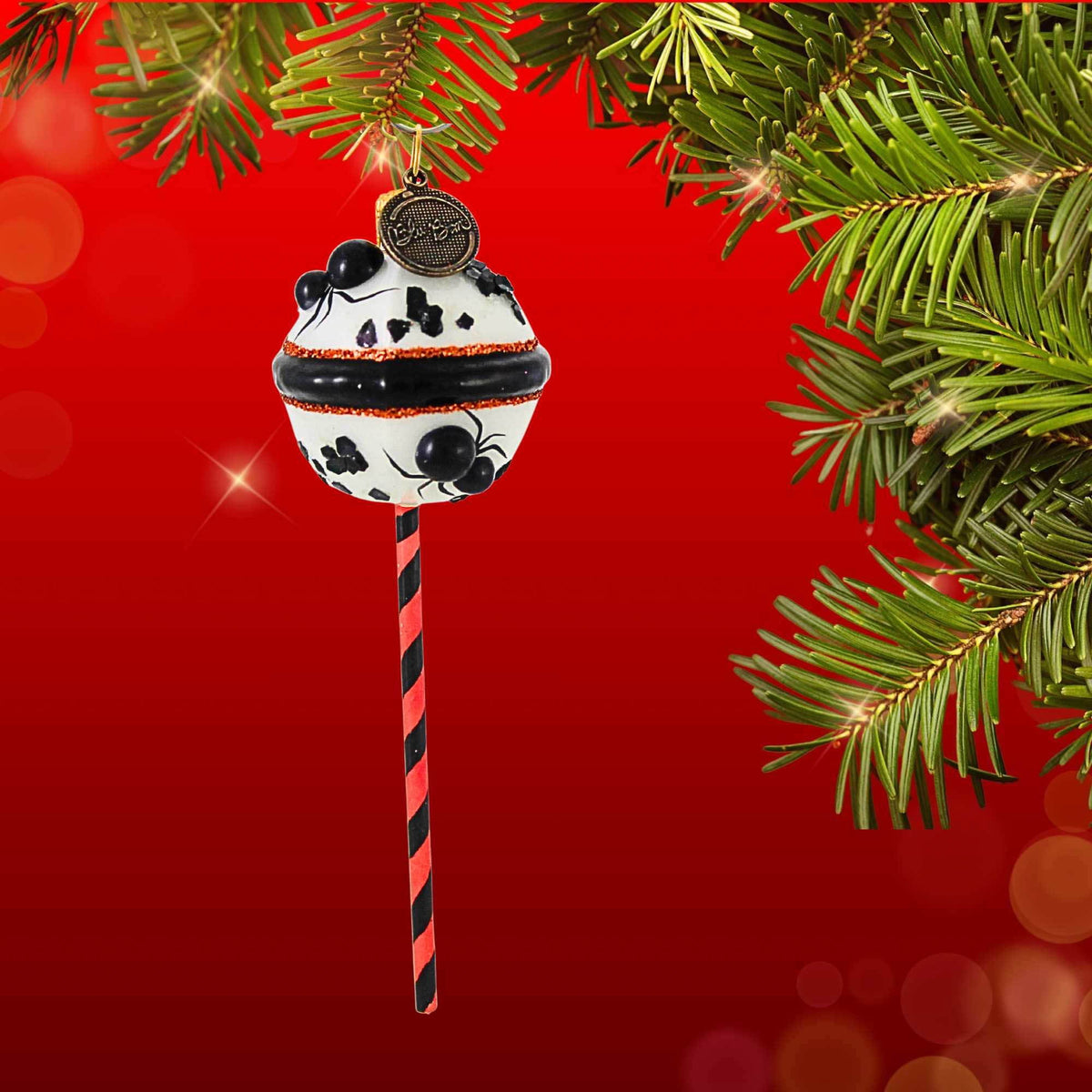 Haunt & Co Blu Bom Black White Spider Cake Pop Glass Ornament Halloween Sweets 2022135