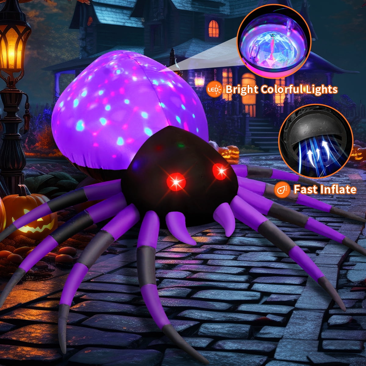 Haunt & Co Halloween Inflatable 5 FT Halloween Spider Inflatable, Inflatable Halloween Spider Halloween Blow Up Spider with LED Lights, Outdoor Clearance for Halloween/Holiday/Party