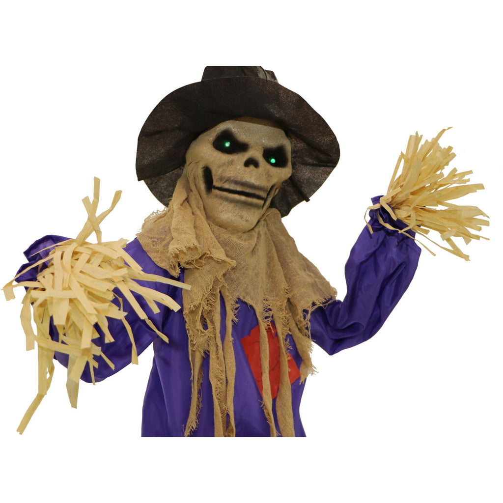 Haunt & Co 6 ft Standing Halloween Scarecrow Yard Decoration with LED Green Eyes