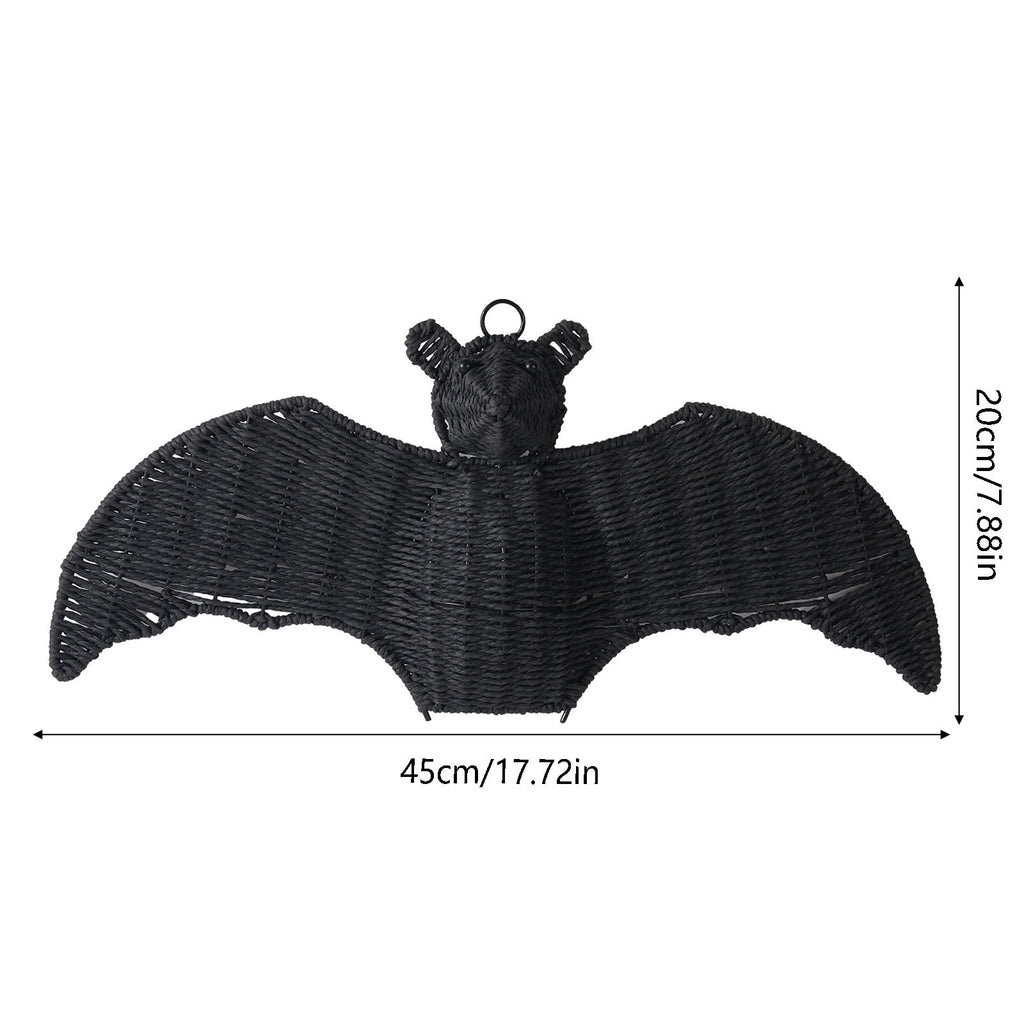 Haunt & Co Halloween Gift Wicker Bat Hanging Ornament, Spooky Woven Black Bat Wall Decor for Home Mantel Door Party Decoration