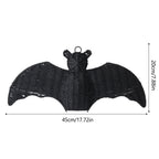 Haunt & Co Halloween Gift Wicker Bat Hanging Ornament, Spooky Woven Black Bat Wall Decor for Home Mantel Door Party Decoration